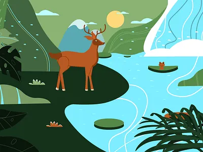 Deer and Environment adobe illustration deer design environment illustration