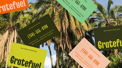 Visual Identity for Gratefuel Cafe brand identity branding business cards cafe colorful florida logo logo design restaurant tropical visual identity