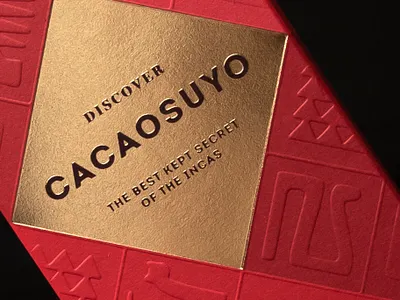 Chocolate Packaging Design for Cacaosuyo box chocolate chocolate bar debossed design embossed foil gold gold foil packaging