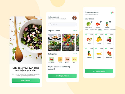 Custom Salad Maker concept UI app custom diet healthy mobile salad ui ux vegetables