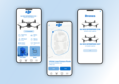 Drone UI App DJI Security Prototype app concept daily ui design drone drone app graphic design minimal mockup prototype ui ux design web design