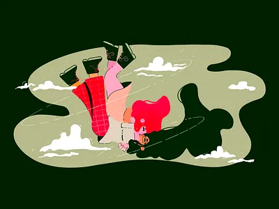 Forever Falling (for you) design drawing falling illustration illustrator lesbian lgbtqia people pride procreate sapphic sky vector