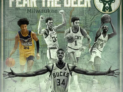 "Fear the Deer" (Marjon Beauchamp) app basketball bucks canva design graphic design illustration milwaukee nba