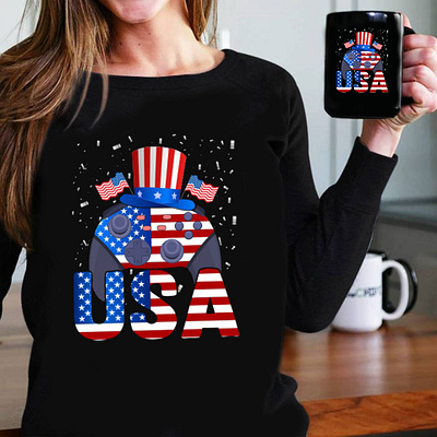 Controller 4th of July Gamer Video games USA American Flag 4th of july branding christmas fathers day graphic design independence day logo memorial day national holidays thanksgiving tshirt ui