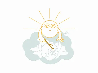 Moodz cloud cute hand drawn illustration mental health monoline reflection ripples sun stories vector water