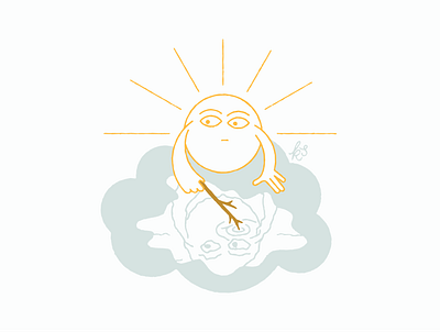 Moodz cloud cute hand drawn illustration mental health monoline reflection ripples sun stories vector water