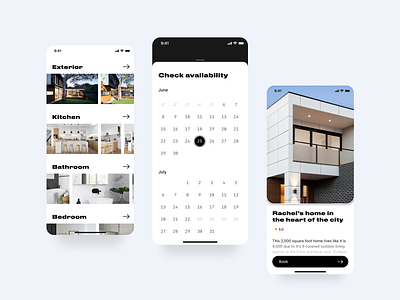 Rental App — Booking app booking calendar concept desing hotel ios mobile photos rent rental app travel app traveling ui