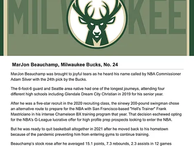 AZCentral (MarJon Beauchamp) app basketball bucks canva design graphic design illustration milwaukee nba
