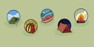 Camping Icons design graphic design icons logo procreate