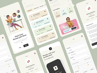 Mobile app design. agency app app design design designer frelancer ios ios app job job finder minimal search job ui uiux user experience user interface design ux