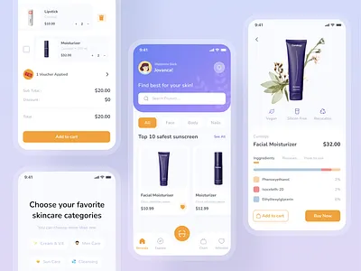 Curology - Skincare Mobile App app design beauty beauty products clean cosmetics e shop ecommerce ios app makeup mobile app natural online shopping products shop skincare ui design