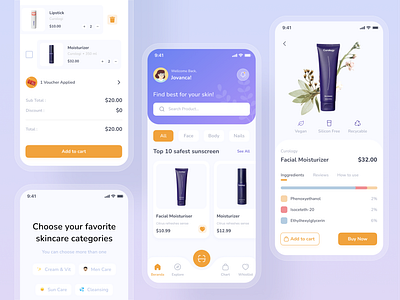 Curology - Skincare Mobile App app design beauty beauty products clean cosmetics e shop ecommerce ios app makeup mobile app natural online shopping products shop skincare ui design