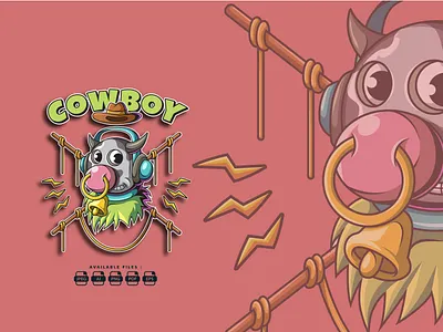 CowBoy Mascot Logo Illustration animals artwork branding cartoon character clothing cow cowboy design esport graphic design illustration logo milk pets vector