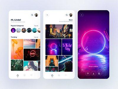 Wallpaper Mobile App UI app design mobile navigation typography ui ux wallpaper