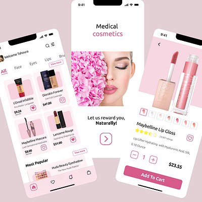 Cosmetic App graphic design ui