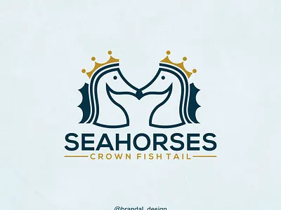 seahorses logo concept branding crown design graphic design illustration king logo motion graphics seahorse typography vector