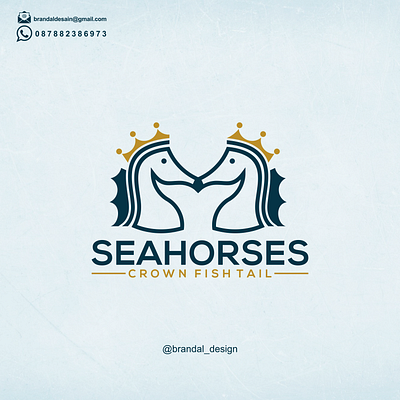 seahorses logo concept branding crown design graphic design illustration king logo motion graphics seahorse typography vector