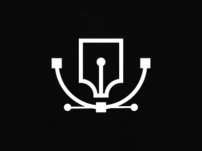 The Pen is Mightier than the Sword black branding design geometric graphic illustration line logo minimal monoline shapes vector white