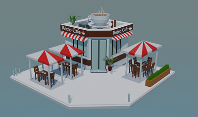 Cafe 3D model design 3d blender design graphic design