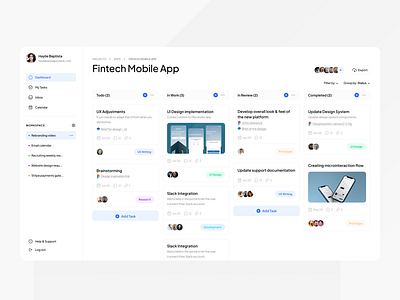 Project Management App | Dashboard | Light Theme clean dashboard design figma kanban minimal productivity project project management saas schedule sidebar task app tasks team web app