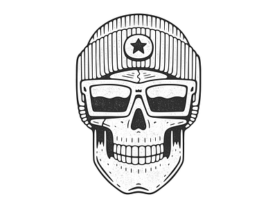 Skull in hat. art design emblem engraved glasses grunge hat hipster illustration logo monochrome poster print retro skeleton skull star t shirt design vector vintage