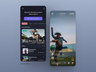Sports app - Social media bmx design interface interfaces product product design product designer product owner soccer sport sports ui ui design ui designer uidesign uidesigner uidesigns uiux ux