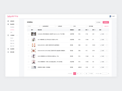 Product list computer design ui