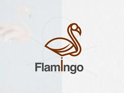 FLAMINGO LOGO CONCEPT WITH MAGIC CIRCLE brand branding circle design flamingo geometric logo golden ratio graphic design grid icon illustrator line lineart logo logo design logo idea minimal modern logo shape vector