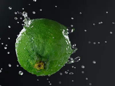 Green lemon into the water splash in slow motion 3dsmax chocolate droplets fluid food fruits green lemon mojito simulation splash strawberry vray water