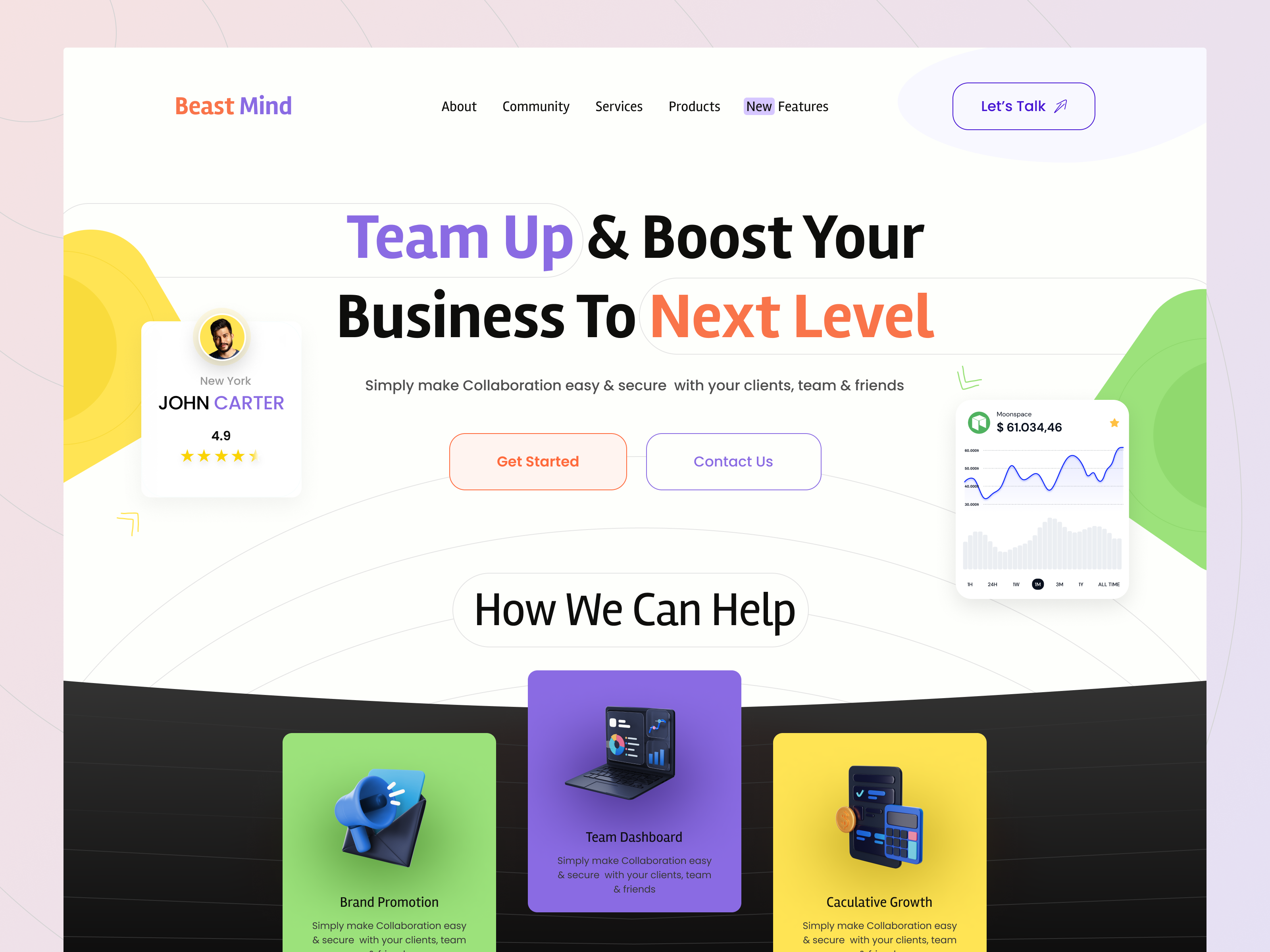 BeastMind Business Website Design agency beastmind branding business company creativework graphic design growth hersection illustration landingpage minimal startup teammanagement teamwork uiuxdesign uiuxdesigner webdesign website webuiux