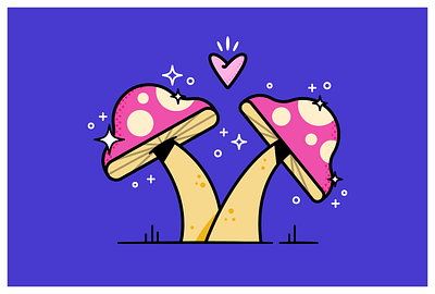 Love-Shrooms colorful design fun grow together happy illustration joyful love mushrooms positivity shrooms