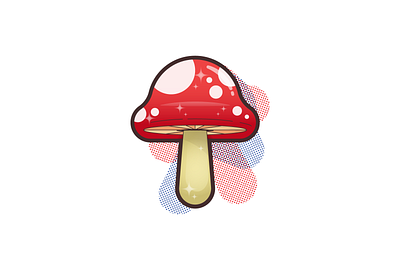 Psyke design illustration mushroom mushroom in my heart psychodelic simple trippy vector