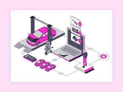 TecAlliance TecFleet - Easy aftermarket automotive branding car clean data illustration isometric linework parts rebranding spare vector web