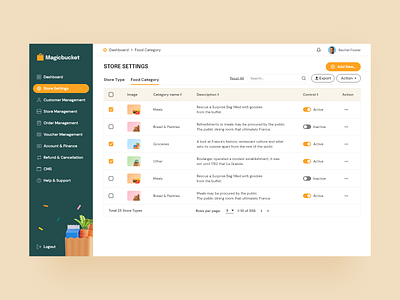 Magic Bucket - Store Setting Page UI Design burger creative dashboard dashboard design dashboard ui design food food dashboard food waste pizza praveen solanki prowin studio prowinstudio shopping store dashboard ui ui ux ui design uidesign uiux