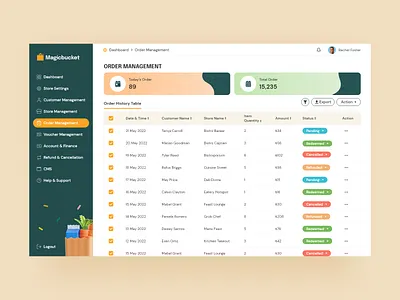 Magic Bucket - Order Management Page UI Design creative dashboard dashboard design dashboard ui design food order order management order page praveen solanki prowin studio prowinstudio shopping shopping dashboard ui ui ux ui design uidesign uiux