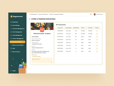 Magic Bucket - Store Detail Page UI design dashboard dashboard design dashboard ui food food dashboard foodwaste praveen solanki prowin studio prowinstudio shopping store store detail store page