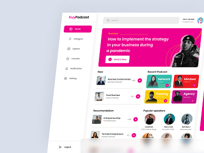 KuyPodcast - Podcast Dashboard album business clean dashboard entrepreneur media podcast radio web design