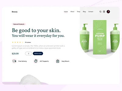 Beauty - Cosmetics Landing Page : Hero Section beauty beauty cosmetics landing page beauty product beauty website branding cosmetic cosmetics cosmetics store ecommerce graphic design landing page nature product design product page scincare skin skincare brand skincare cosmetic ui website