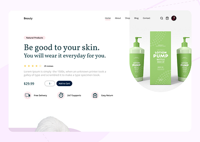 Beauty - Cosmetics Landing Page : Hero Section beauty beauty cosmetics landing page beauty product beauty website branding cosmetic cosmetics cosmetics store ecommerce graphic design landing page nature product design product page scincare skin skincare brand skincare cosmetic ui website