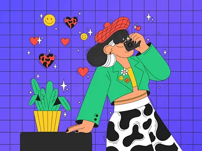 DTIYS 2d adobe illustrator camera challenge character dtiys editorial flat flat design flat illustration girl illustration pop art poster selfie vector vector art vector illustration vibrant colors web illustration