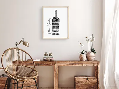 California Wine Country Hand Lettered Print design digital illustration graphic art graphic design hand lettering home decor illustration print design type as image type design typography wall art