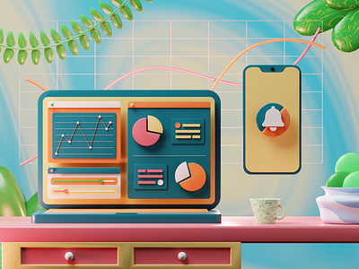 Finance 3D Illustration 3d 3d art 3d illustration b3d blender design illustration ui