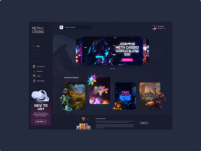 Meta Casino casino casino betting casino desktop casino slots design casino ui casinodesign design design casino design slots gambling games interface meta meta casino slots ui vr vr casino vr slots