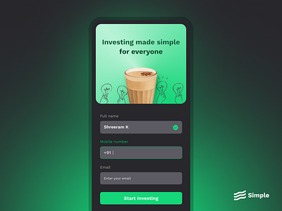 Simple Investing | Onboarding app design component dark mode figma finance fintech invest minimal onboarding product design simple ui ux