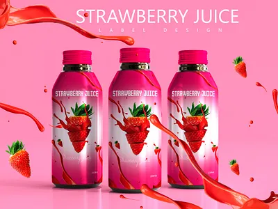 Modern strawberry bottle label design Design strawberry social media design