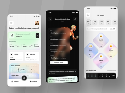 Health Tracking App activity tracker app app design app ui fitness health health tracker mobile mobile app monitoring mood running schedule sleep sports ui walking workout
