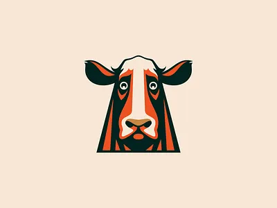 Sad Cow Logo for Sale animal beef branding bull cattle character cow cute dairy design face farm illustration kids logo mark mascot sad sports vector