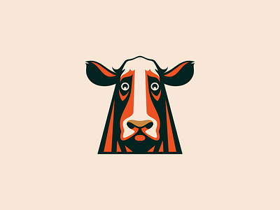 Sad Cow Logo for Sale animal beef branding bull cattle character cow cute dairy design face farm illustration kids logo mark mascot sad sports vector