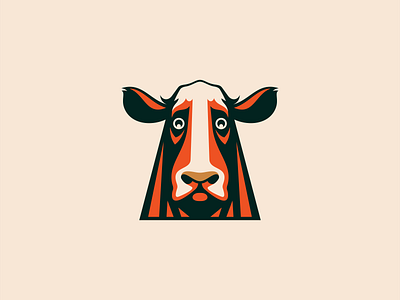 Sad Cow Logo for Sale animal beef branding bull cattle character cow cute dairy design face farm illustration kids logo mark mascot sad sports vector