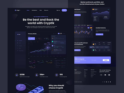 Landing page for the Cryptik wallet app animation blockchain crypto cryptocurrency design landing landing page wallet web3 website